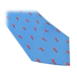 Fefè Napoli - Light-Blue Lucky Horns Scaramantia Silk Tie - Ties - Handmade in Italy - Luxury Exclusive Collection - Avvenice