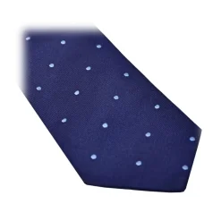 Fefè Napoli - Light-Blue Pois Business Silk Jacquard Tie - Ties - Handmade in Italy - Luxury Exclusive Collection - Avvenice