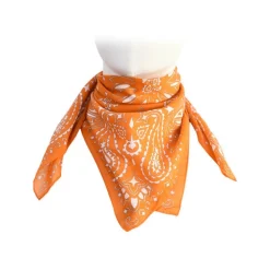 Fefè Napoli - Orange Silk Cotton Bandan - Scarves and Foulards - Handmade in Italy - Luxury Exclusive Collection - Avvenice