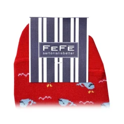 Fefè Napoli - Red Whale Men's Peds - Socks - Handmade in Italy - Luxury Exclusive Collection - Avvenice