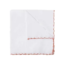 Fefè Napoli - White Cotton Embroidery Gentleman Pocket Square - Pocket-Square - Handmade in Italy - Luxury Exclusive Collection - Avvenice