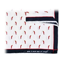 Fefè Napoli - White Lucky Horns Silk Scaramantia Pocket Square - Pocket-Square - Handmade in Italy - Luxury Exclusive Collection - Avvenice