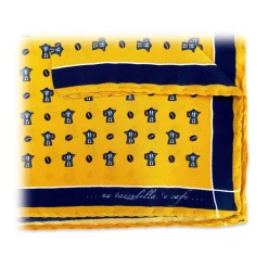 Fefè Napoli - Yellow Coffee Silk Dandy Pocket Square - Pocket-Square - Handmade in Italy - Luxury Exclusive Collection - Avvenice