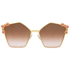 Fendi - Can Eye - Rose Gold Pentagonal Oversize Sunglasses - Sunglasses - Fendi Eyewear - Avvenice