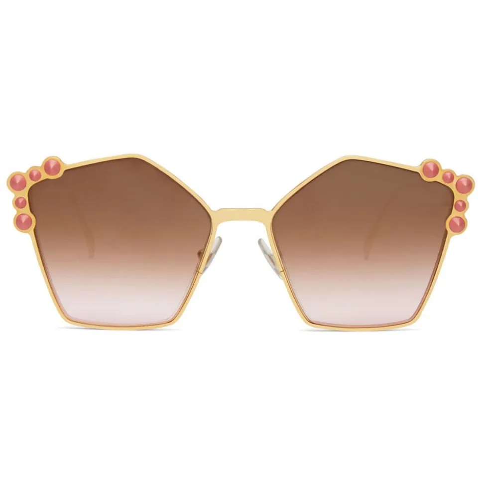 Fendi - Can Eye - Rose Gold Pentagonal Oversize Sunglasses - Sunglasses - Fendi Eyewear - Avvenice