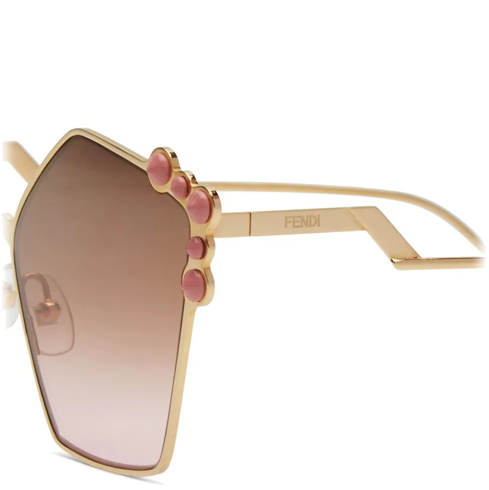Fendi - Can Eye - Rose Gold Pentagonal Oversize Sunglasses - Sunglasses - Fendi Eyewear - Avvenice