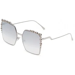 Fendi - Can Eye - Silver Square Oversize Sunglasses - Sunglasses - Fendi Eyewear - Avvenice
