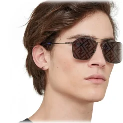 Fendi - Eyeline - Rectangular Sunglasses - Gray - Sunglasses - Fendi Eyewear - Avvenice