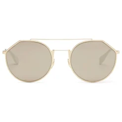Fendi - Eyeline - White and Gold Round Sunglasses - Sunglasses - Fendi Eyewear - Avvenice