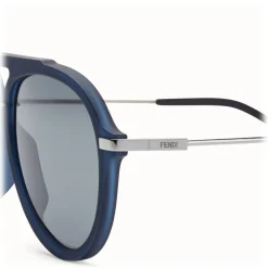 Fendi - Fantastic - Satin Blue Aviator Oversize Sunglasses - Sunglasses - Fendi Eyewear - Avvenice
