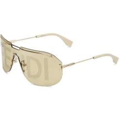 Fendi - Fendi Code - Shield Sunglasses - Gold - Sunglasses - Fendi Eyewear - Avvenice