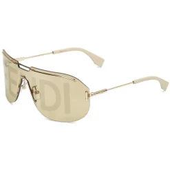 Fendi - Fendi Code - Shield Sunglasses - Gold - Sunglasses - Fendi Eyewear - Avvenice