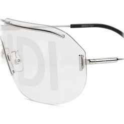 Fendi - Fendi Code - Shield Sunglasses - Silver - Sunglasses - Fendi Eyewear - Avvenice