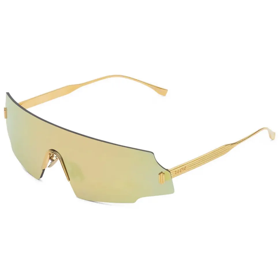 Fendi - Fendi Forceful - Shield Sunglasses - Yellow Gold - Sunglasses - Fendi Eyewear - Avvenice