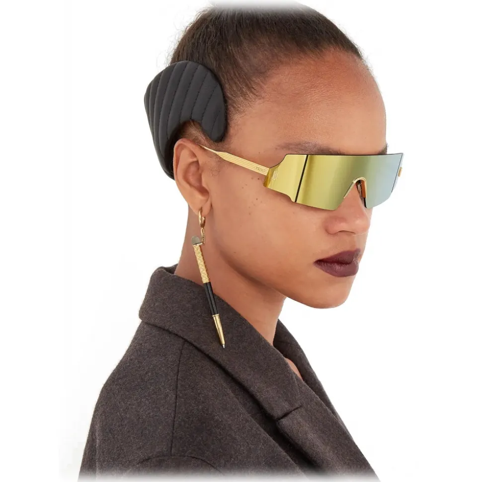 Fendi - Fendi Forceful - Shield Sunglasses - Yellow Gold - Sunglasses - Fendi Eyewear - Avvenice