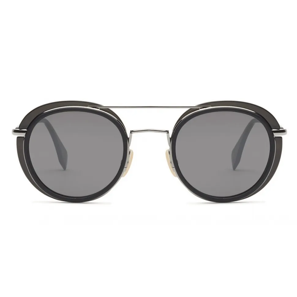 Fendi - Fendi Glass - Round Sunglasses - Grey Dark Ruthenium - Sunglasses - Fendi Eyewear - Avvenice