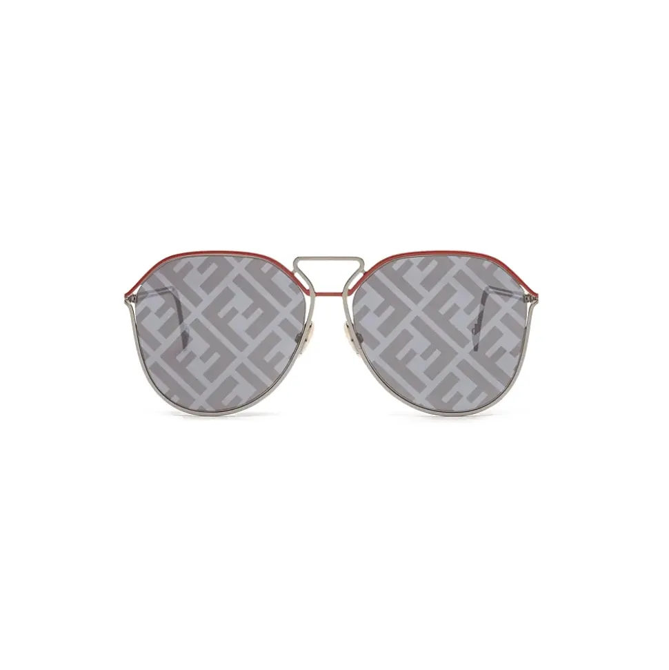 Fendi - Fendi Grid - Pilot Sunglasses - Red Ruthenium - Sunglasses - Fendi Eyewear - Avvenice