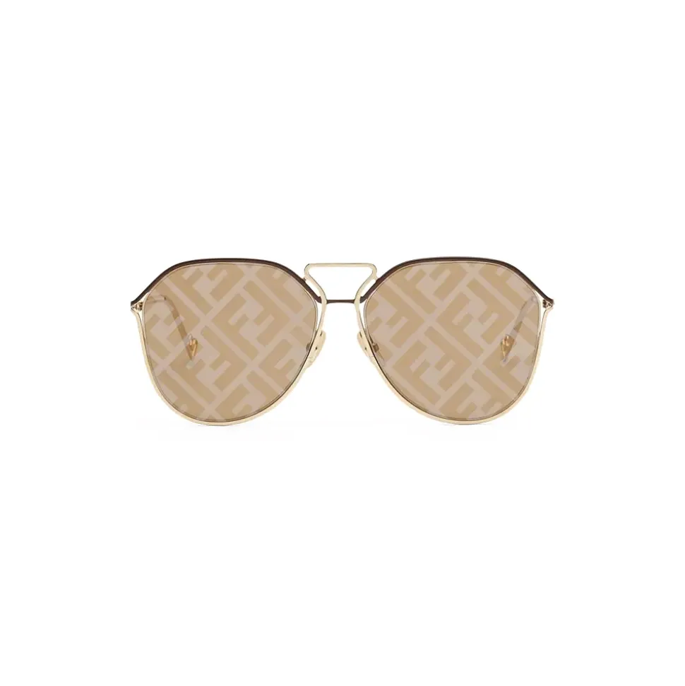 Fendi - Fendi Grid - Pilot Sunglasses - Brown Gold - Sunglasses - Fendi Eyewear - Avvenice