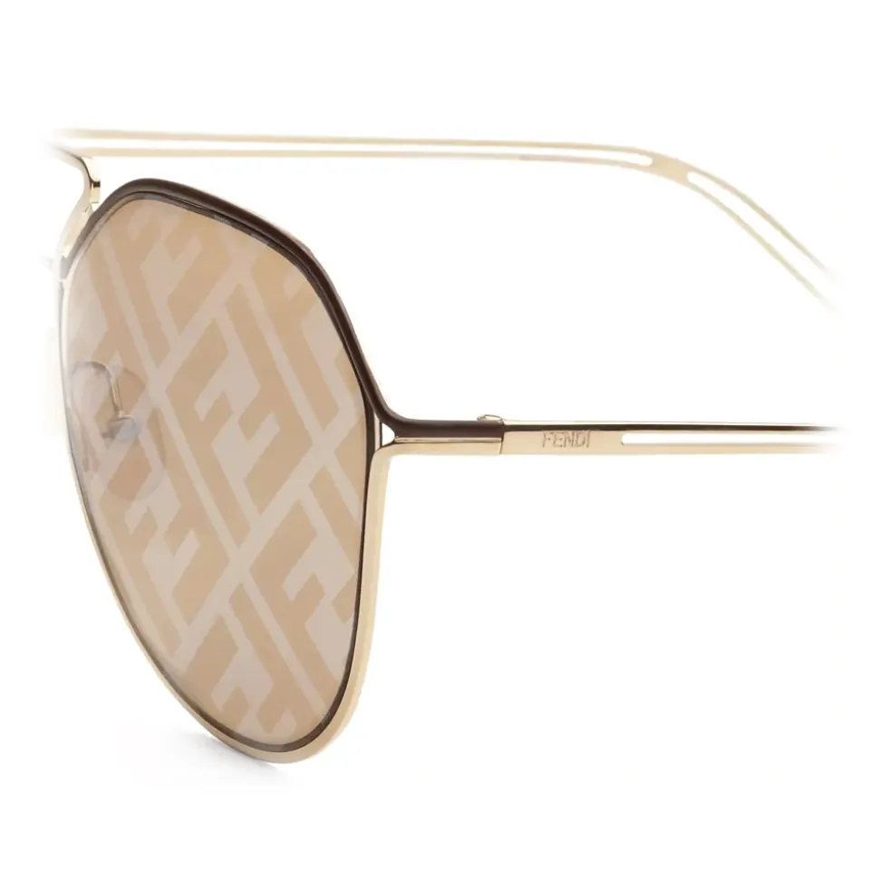 Fendi - Fendi Grid - Pilot Sunglasses - Brown Gold - Sunglasses - Fendi Eyewear - Avvenice