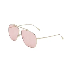 Fendi - FF Family - Oversize Pilot Sunglasses - Gold Pink - Sunglasses - Fendi Eyewear - Avvenice