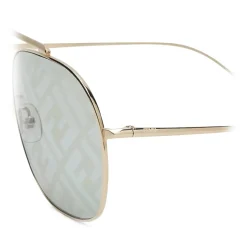 Fendi - FF Family - Oversize Pilot Sunglasses - Gold Green - Sunglasses - Fendi Eyewear - Avvenice