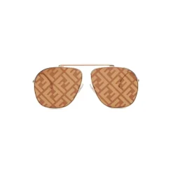 Fendi - FF Family - Oversize Pilot Sunglasses - Gold Brown - Sunglasses - Fendi Eyewear - Avvenice