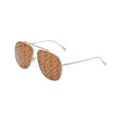 Fendi - FF Family - Oversize Pilot Sunglasses - Gold Brown - Sunglasses - Fendi Eyewear - Avvenice