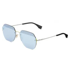 Fendi - FF- Rectangular Minimal Sunglasses - Ruthenium - Sunglasses - Fendi Eyewear - Avvenice