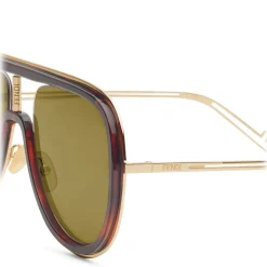Fendi - Futuristic Fendi - Mask Sunglasses - Gold Havana - Sunglasses - Fendi Eyewear - Avvenice