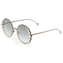 Fendi - Ribbons and Pearls - Bronze Round Oversize Sunglasses - Sunglasses - Fendi Eyewear - Avvenice