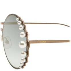 Fendi - Ribbons and Pearls - Bronze Round Oversize Sunglasses - Sunglasses - Fendi Eyewear - Avvenice