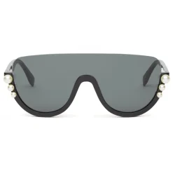 Fendi - Ribbons and Pearls - Black Mask Oversize Sunglasses - Sunglasses - Fendi Eyewear - Avvenice