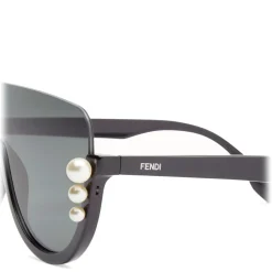 Fendi - Ribbons and Pearls - Black Mask Oversize Sunglasses - Sunglasses - Fendi Eyewear - Avvenice