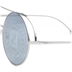 Fendi - Run Away - Round Oversize Sunglasses - Gray Silver - Sunglasses - Fendi Eyewear - Avvenice
