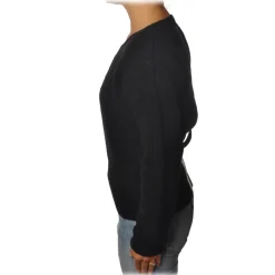 Gaëlle Paris - Crewneck Pullover with Opening on the Back - Black - Sweater - Made in Italy - Luxury Exclusive Collection - Avvenice