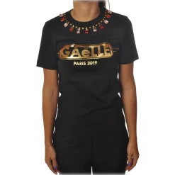 Gaëlle Paris - Short Sleeve Crewneck T-Shirt - Black - T-Shirt - Made in Italy - Luxury Exclusive Collection - Avvenice