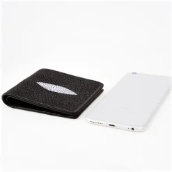 Gian Ferrente - Est. 1982 - Classic Bi-Fold Leather Wallet in Stingray - Black - Luxury High Quality - Avvenice