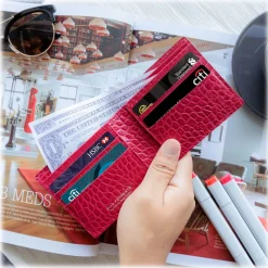 Gian Ferrente - Est. 1982 - Classic Bi-Fold Leather Wallet in Caiman Hornback - Red - Luxury High Quality - Avvenice