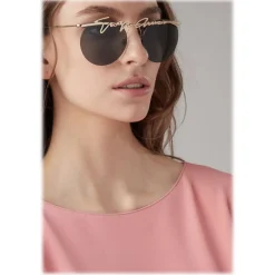 Giorgio Armani - Signature - Metal Round Frame Sunglasses - Gold - Sunglasses - Giorgio Armani Eyewear - Avvenice