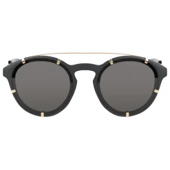 Givenchy - Black Acetate Round Sunglasses with Gold Frame Finish and Grey Lenses - Sunglasses - Givenchy Eyewear - Avvenice