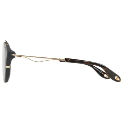 Givenchy - Black Acetate Round Sunglasses with Gold Frame Finish and Grey Lenses - Sunglasses - Givenchy Eyewear - Avvenice