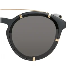 Givenchy - Black Acetate Round Sunglasses with Gold Frame Finish and Grey Lenses - Sunglasses - Givenchy Eyewear - Avvenice