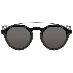 Givenchy - Black Acetate Round Sunglasses with Black Matt Frame Finish and Grey Lenses - Sunglasses - Givenchy Eyewear - Avvenice