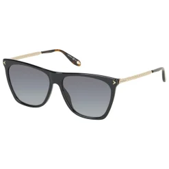 Givenchy - Black Acetate Sunglasses with Gold Metal Bars and Grey Lenses - Sunglasses - Givenchy Eyewear - Avvenice