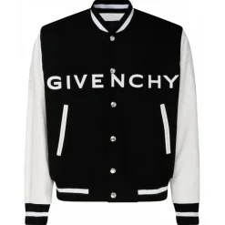 Givenchy - Black and White Wool and Leather Bomber Jacket - Givenchy Exclusive Luxury Collection - Avvenice