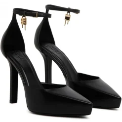 Givenchy - Black Calf Leather Lock Platform Pumps - Givenchy Exclusive Luxury Collection - Avvenice