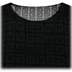 Givenchy - Black 4G Jacquard with Tulle and Drape Dress - Givenchy Exclusive Luxury Collection - Avvenice