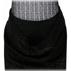 Givenchy - Black 4G Jacquard with Tulle and Drape Dress - Givenchy Exclusive Luxury Collection - Avvenice