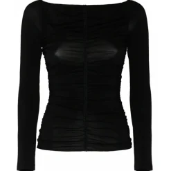 Givenchy - Black Ruched Jersey Top - Givenchy Exclusive Luxury Collection - Avvenice