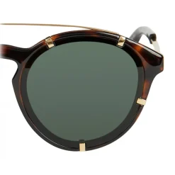 Givenchy - Dark Torroise Acetate Round Sunglasses with Gold Frame Finish and Green Lenses - Sunglasses - Givenchy Eyewear - Avvenice